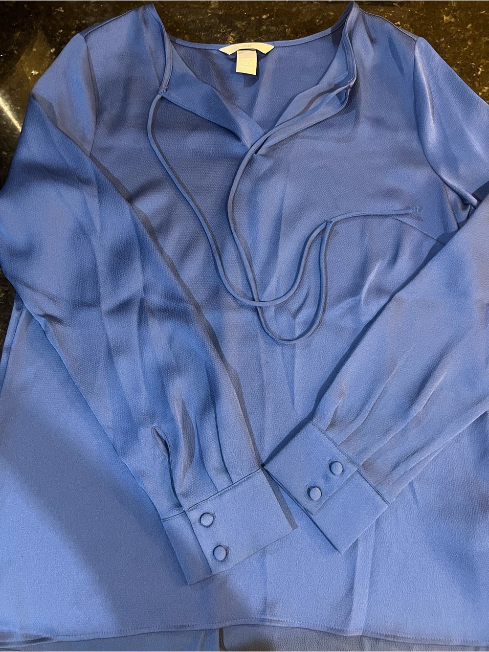 H&M Blue Tie Front Blouse - Wear to Work